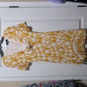 Lulu's yellow and white dress with cutout